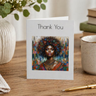 Tarjeta De Agradecimiento Retrato de mujer negra elegante Gratitud artística