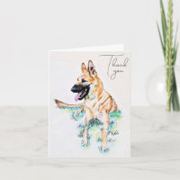 Retrato de perro pastor alemán Malinois acuarela