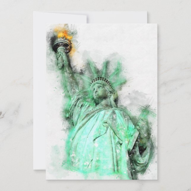 Tarjeta De Agradecimiento Retrato de primer plano en acuarela de la Estatua  (Anverso)