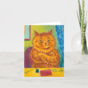 Tarjeta De Agradecimiento Retrato de un gato Naranja literario de Louis Wain
