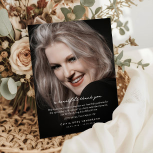 Tarjeta De Agradecimiento Retrato personalizado Foto y mensaje de condolenci