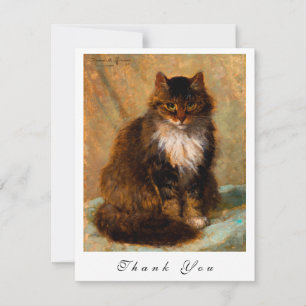 Tarjeta De Agradecimiento Retrato Pintado de Gato Maine Coon Antiguo Gracias