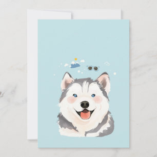Tarjeta De Agradecimiento Retrato siberiano de Ilustracion de perro Husky Ma