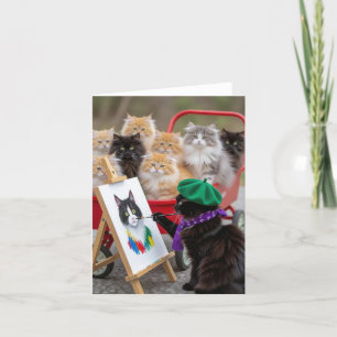 Tarjeta De Agradecimiento Retratos de pintura de Black Kitty