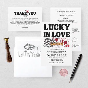 Tarjeta De Agradecimiento Retro Afortunada Enamorada Vegas Despedida de Solt