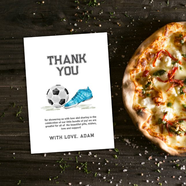 Tarjeta De Agradecimiento Retro All Star Soccer Sport Boy Baby Shower  (Retro All Star Soccer Sport Boy Baby Shower Thank You Card)