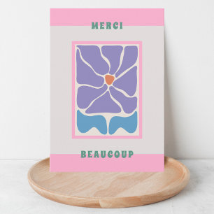 Tarjeta de agradecimiento retro azul Flor