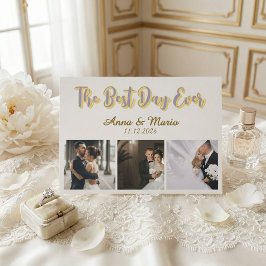 Tarjeta De Agradecimiento Retro Best Day Ever Photo Collage Wedding
