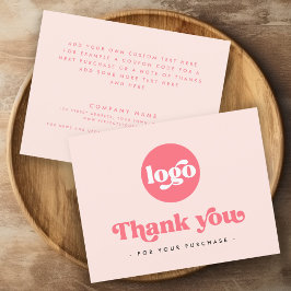Tarjeta De Agradecimiento Retro boho añadir logotipo color rosa rosa de agra