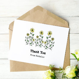 Tarjeta De Agradecimiento Retro Daisies Cute ilustrado a mano Personalizado