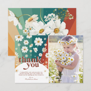 Tarjeta De Agradecimiento Retro Daisy Arcoíris Cumpleaños Gracias