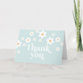 Tarjeta de agradecimiento retro Daisy azul boho