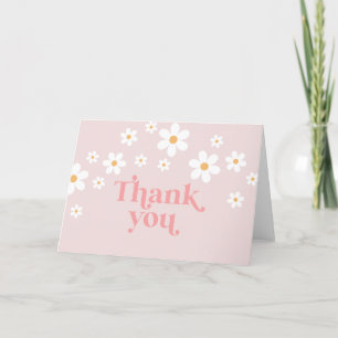 Tarjeta De Agradecimiento Retro Daisy Rosa boho gracias