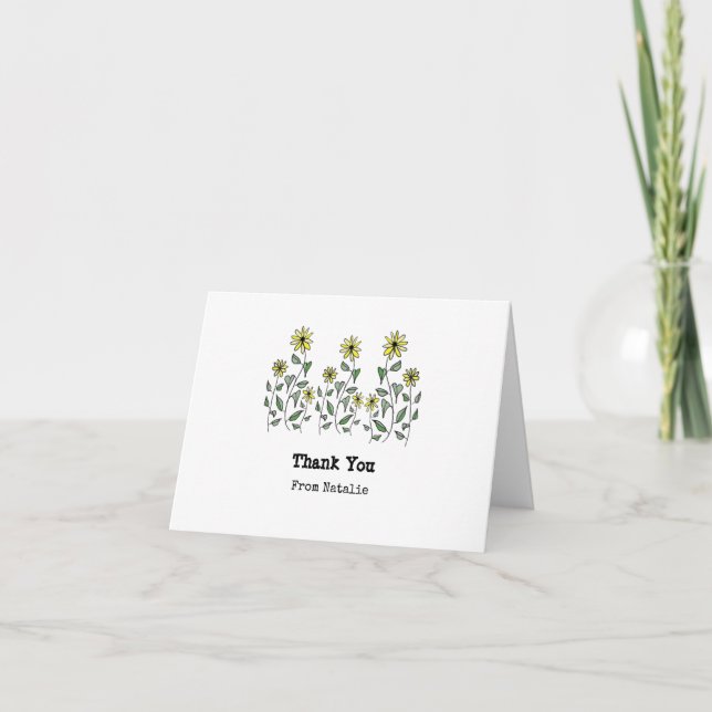 Tarjeta De Agradecimiento Retro Daisy Wildflowers Personalizado (Anverso)