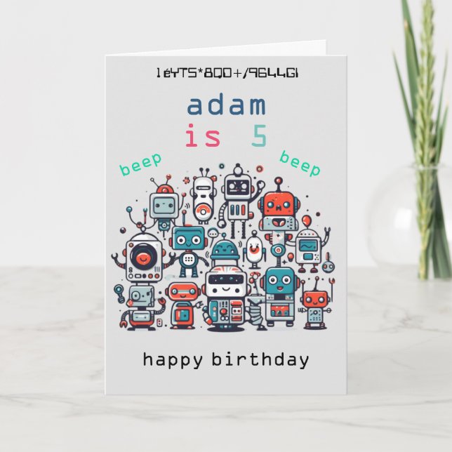 Tarjeta De Agradecimiento retro de ciencia ficción gris de época Robot Birth (Anverso)