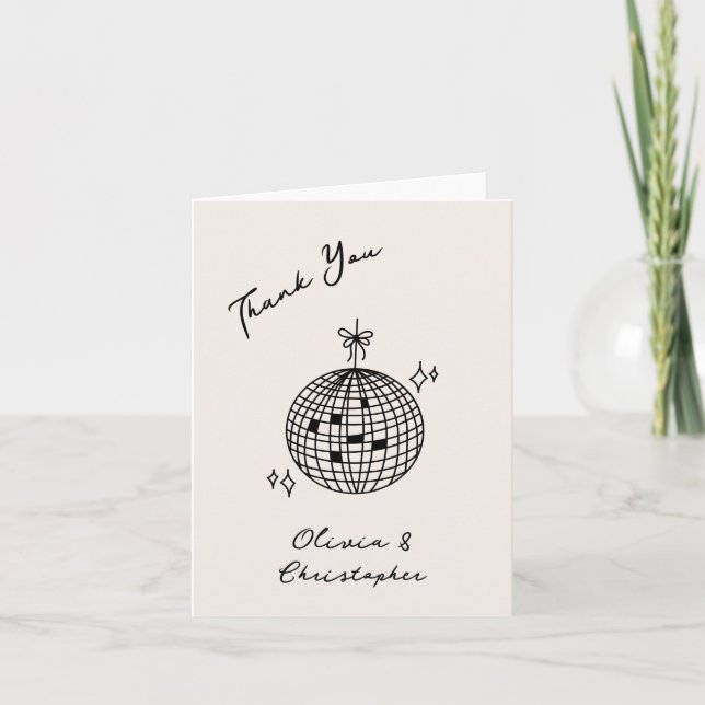 Tarjeta De Agradecimiento Retro Elegant Disco Ball Coquette Gracias (Anverso)