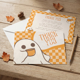 Tarjeta De Agradecimiento Retro Espeluznante Adorable Fantasma Halloween