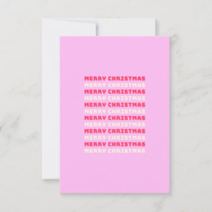 Tarjeta De Agradecimiento Retro Feliz Navidad Pink Holiday Decppy Preppy