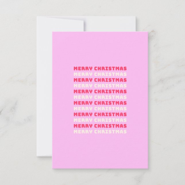 Tarjeta De Agradecimiento Retro Feliz Navidad Pink Holiday Decppy Preppy (Anverso)