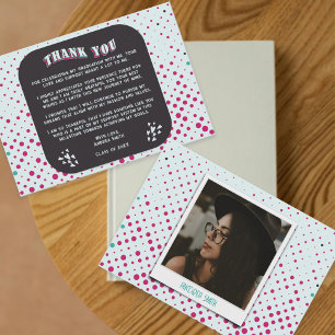 Tarjeta De Agradecimiento Retro fotográfico de cámara Verde azulada y rosa n