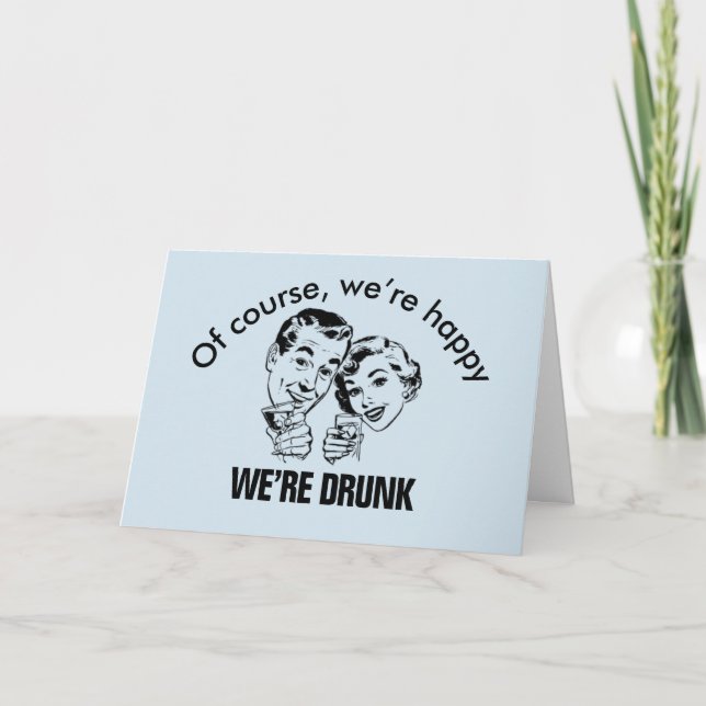 Tarjeta De Agradecimiento Retro Funny Happy Drunk Card (Anverso)