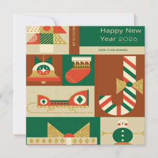 Tarjeta De Agradecimiento Retro Geometric Christmas Greeting Card – Festive.