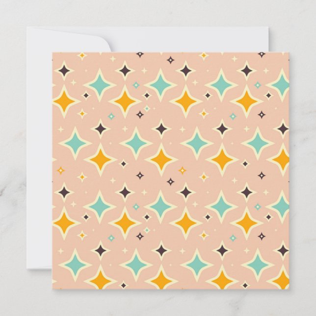 Tarjeta De Agradecimiento Retro geometric pattern with teal, orange, black (Anverso)