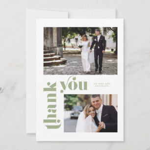 Tarjeta de agradecimiento Retro Green Boda