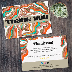 Tarjeta De Agradecimiento Retro Groovy 70s Apoya a la Pequeña Empresa