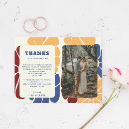 Tarjeta De Agradecimiento Retro Groovy Boho Moda Boda Floral