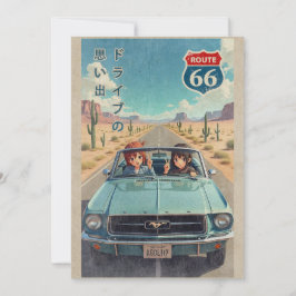 Tarjeta De Agradecimiento Retro Japanese Anime Girl on Route 66 Vintage Post