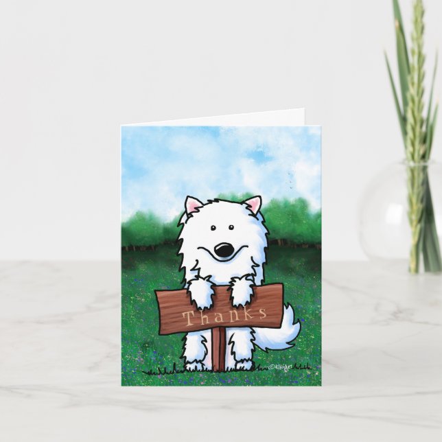 Tarjeta De Agradecimiento Retro KiniArt Samoyed (Anverso)