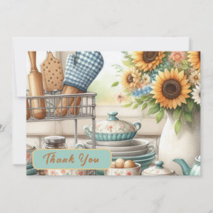 Tarjeta De Agradecimiento Retro Kitchen Bridal Shower Flat Thank You Card