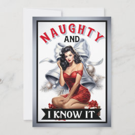 Tarjeta De Agradecimiento Retro Naughty y lo sé Navidades Pinup