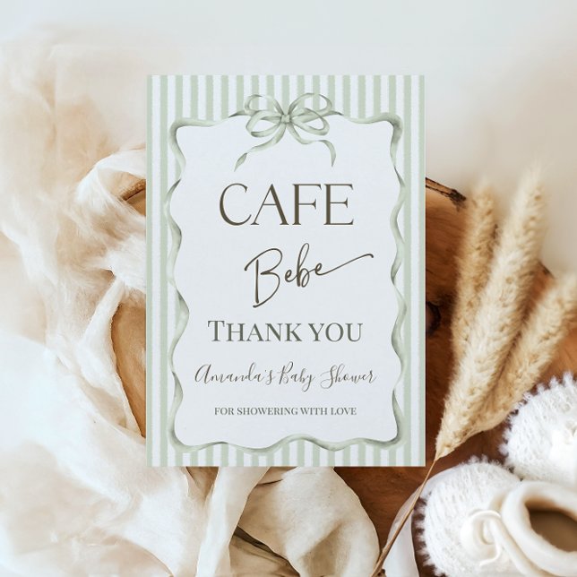Tarjeta De Agradecimiento Retro Neutral Bow Cafe Bebe Coffee Baby Shower (Subido por el creador)
