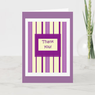 Tarjeta de agradecimiento Retro Purple Stripes