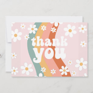 Tarjeta de agradecimiento Retro Rainbow Groovy One