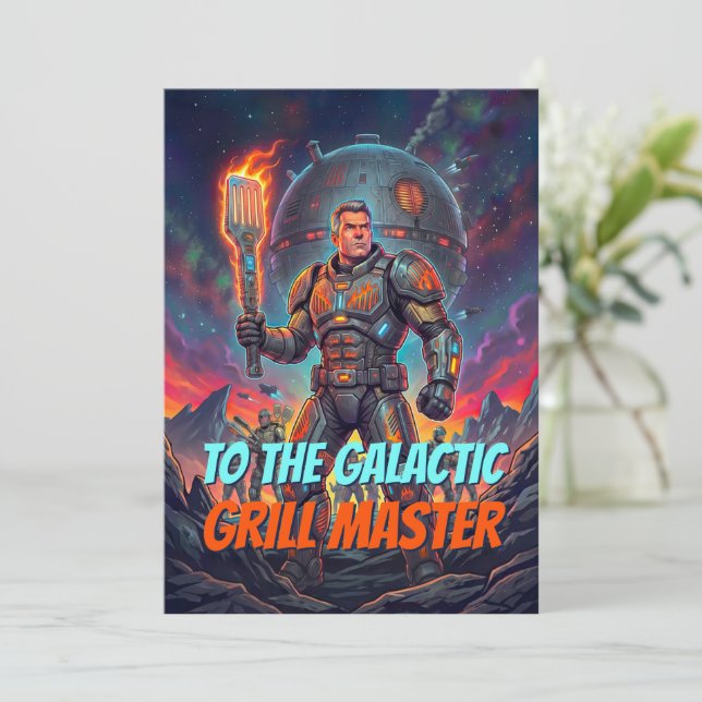 Tarjeta De Agradecimiento Retro Sci Fi Pop Art Galactic Grill Master Comic (Anverso de pie)