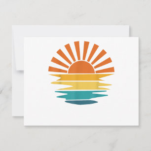 Tarjeta De Agradecimiento Retro Sunset Rays Wavy Vintage Retro Sunshine Sun