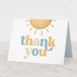 Tarjeta De Agradecimiento Retro Sunshine Baby Shower Folded Thank You Card