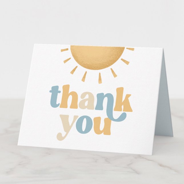 Tarjeta De Agradecimiento Retro Sunshine Baby Shower Folded Thank You Card (Subido por el creador)