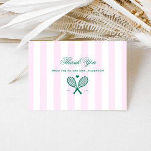 Tarjeta de agradecimiento Retro Tennis Rayas Rosas