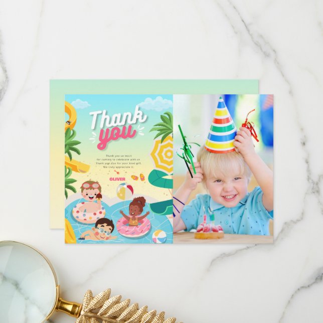 Tarjeta De Agradecimiento Retro viaje a 5 cumpleaños (Anverso/Reverso In Situ)