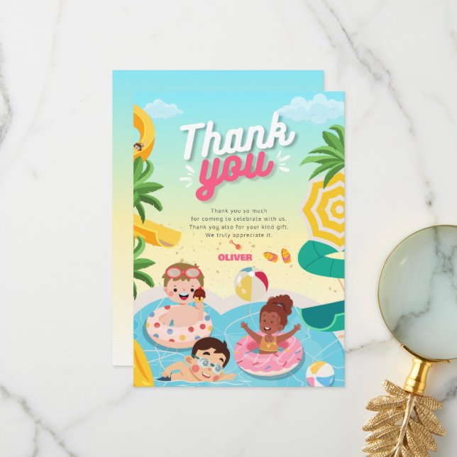 Tarjeta De Agradecimiento Retro viaje a los 5 años de cumpleaños (Anverso/Reverso In Situ)