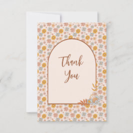 Tarjeta de agradecimiento retro vintage Boho Flora