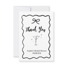Tarjeta de agradecimiento retro Wavy Bridal Shower