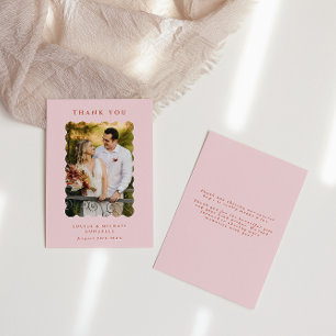 Tarjeta De Agradecimiento Retro Wavy Photo Boda de Rubor
