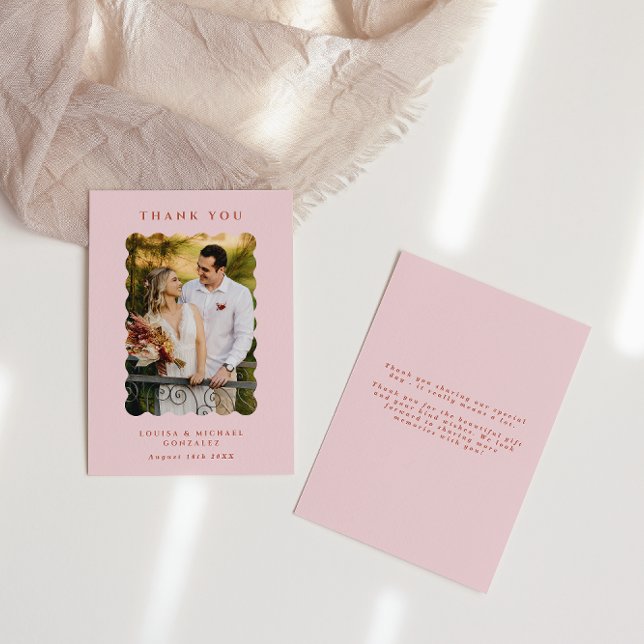 Tarjeta De Agradecimiento Retro Wavy Photo Boda de Rubor (Subido por el creador)