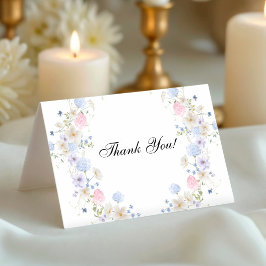 Tarjeta De Agradecimiento Revelación de género de flores silvestres rosas y