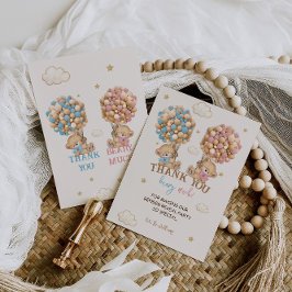 Tarjeta De Agradecimiento Revelación de género de globos azules rosados de o